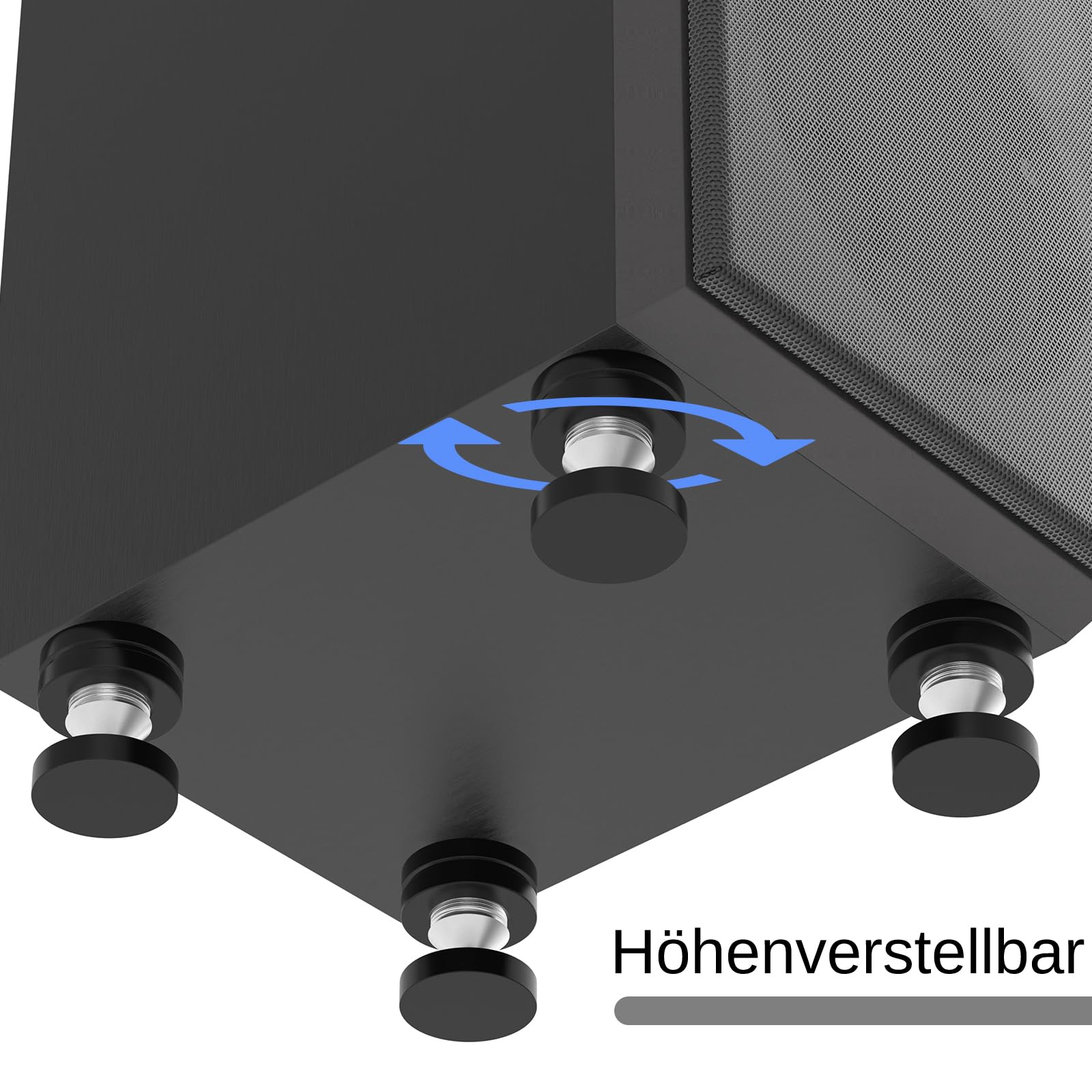 Monosaudio 4 Stück HiFi Lautsprecher Spikes 39×39mm Gerätefüße POM Einstellbare Höhe Lautsprecherständerfüße Stoßdämpfer Pads Isolationsfüße Untersetzer für Verstärker Subwoofer DAC und Plattenspieler