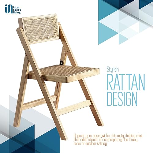 Miniatura 3 de Ibiza - Silla de ratán natural, juego de 1 – Sillas plegables modernas de ratán para comedor al aire libre, patio, silla decorativa para sala