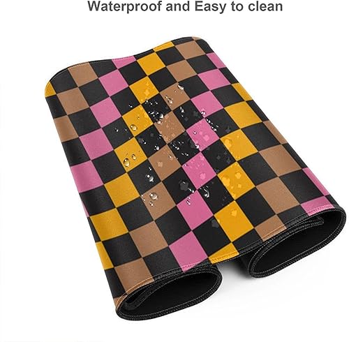 Miniatura 5 de Alfombrilla de mouse retro ondulada vintage a cuadros para juegos XL grande alfombrilla de escritorio larga extendida para teclado grande,
