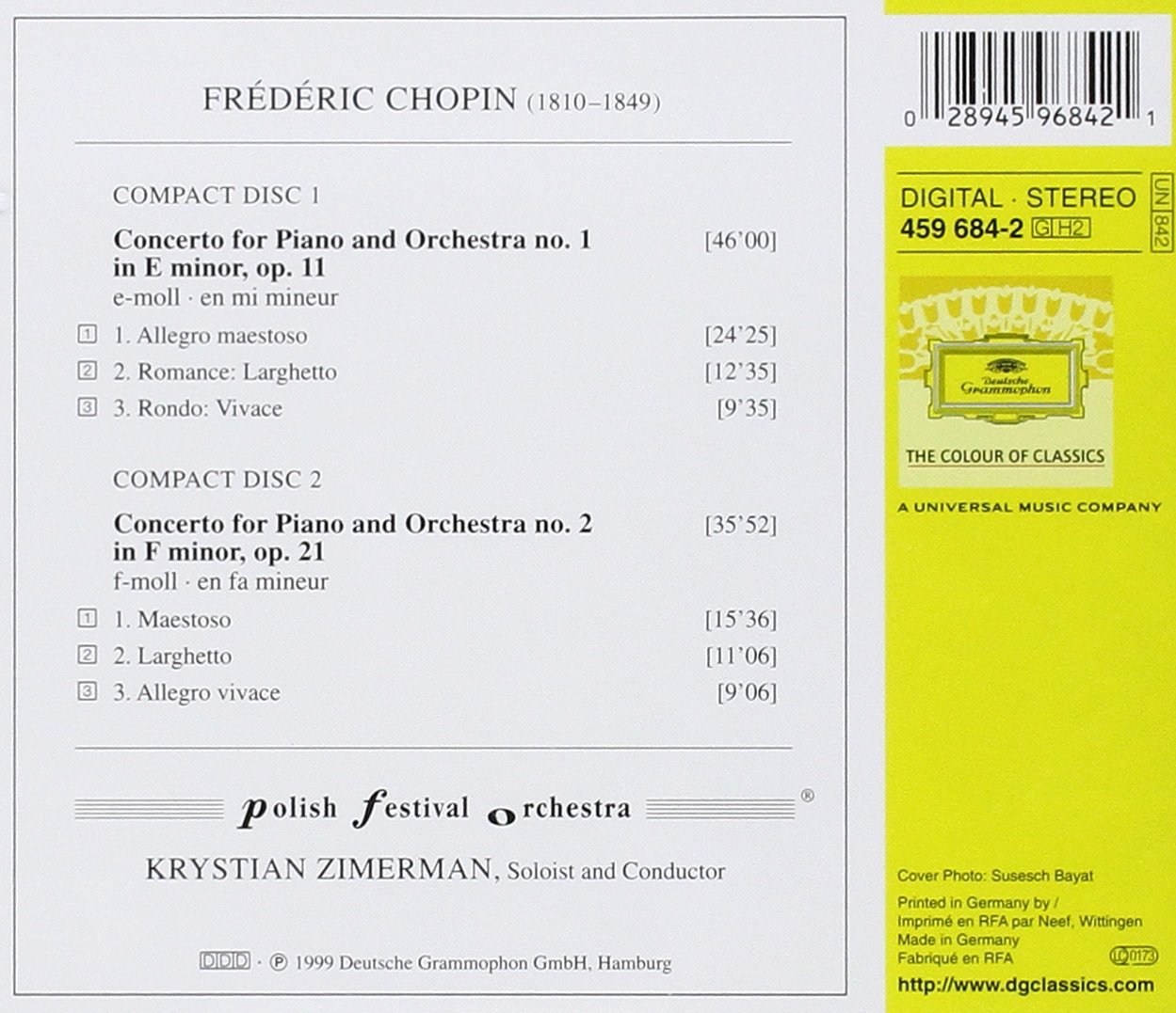 Chopin Concertos pour piano n° 1 et 2