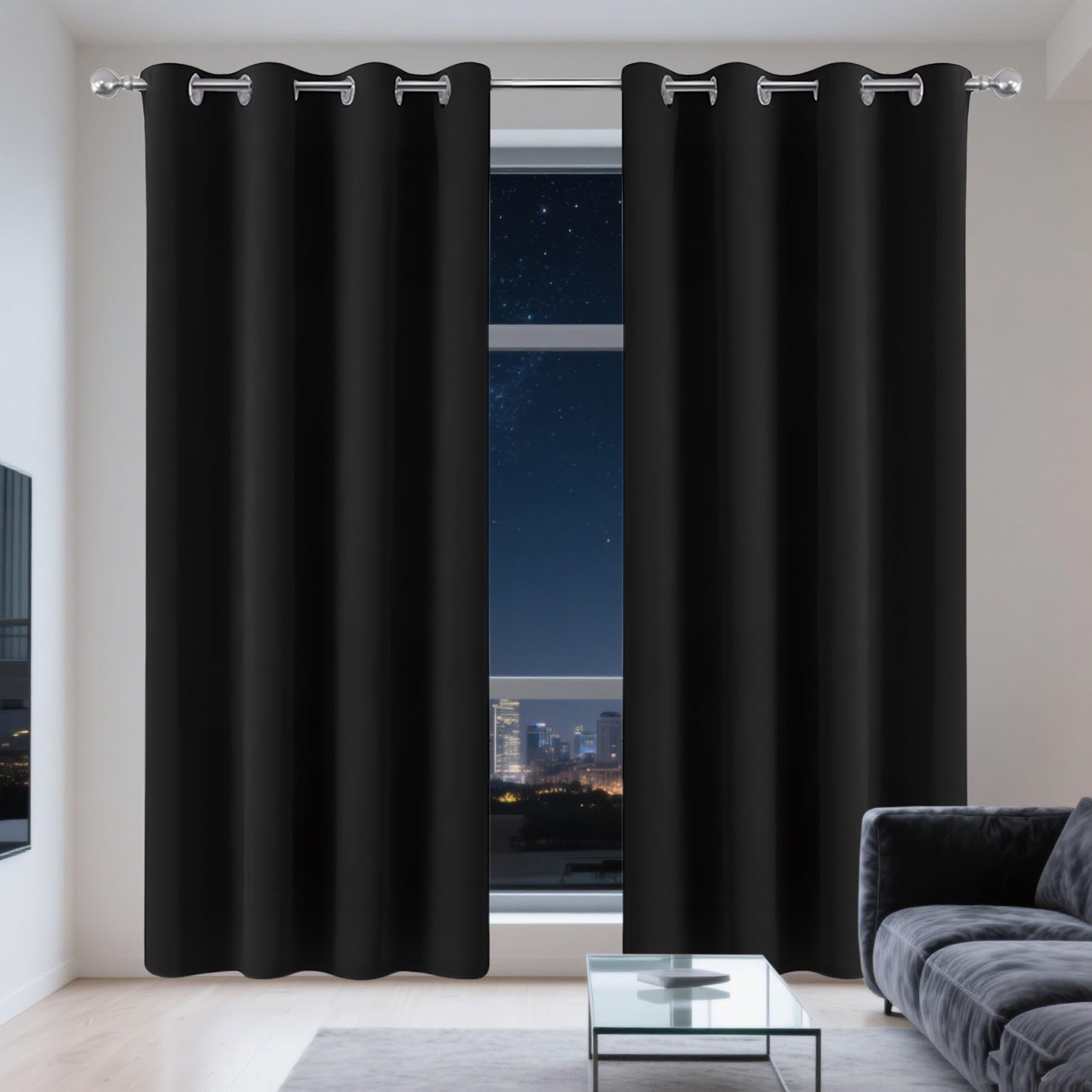 Rideau cuisine court occultant et isolant thermique noir pour maison moderne