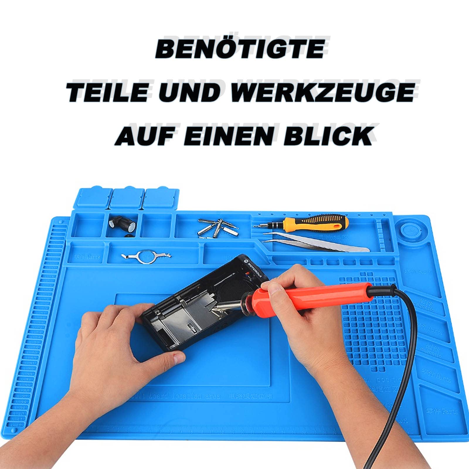 Tappetino Magnetico per Saldatura, Tappetino per Saldature, 45×30 cm Pad di Lavoro per Saldatura, 500℃ Resistente al Calore Tappetino di Riparazione, con Scala, per SaldaturaStampati