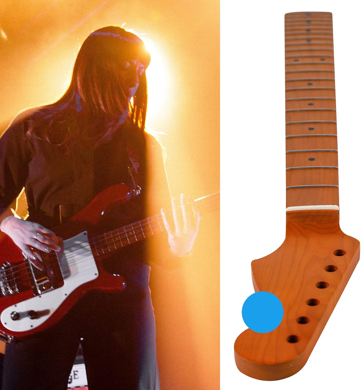 Buy 21 Fret ST Electric Guitar Neck Replacement, Canadian Roasted Maple