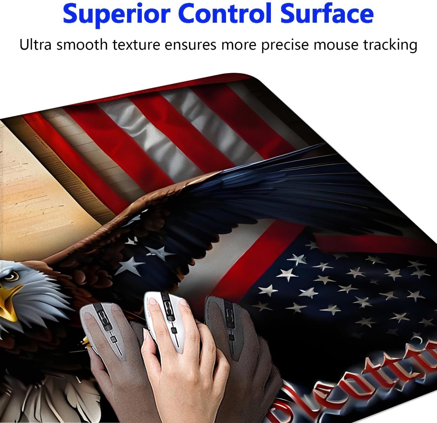 Large Gaming Mouse pad,Classic American Old Flag We The People Eagle Anti Slip Rubber Base Mouse pad, Suitable for Computer, Laptop, Office Desk Accessories image 3