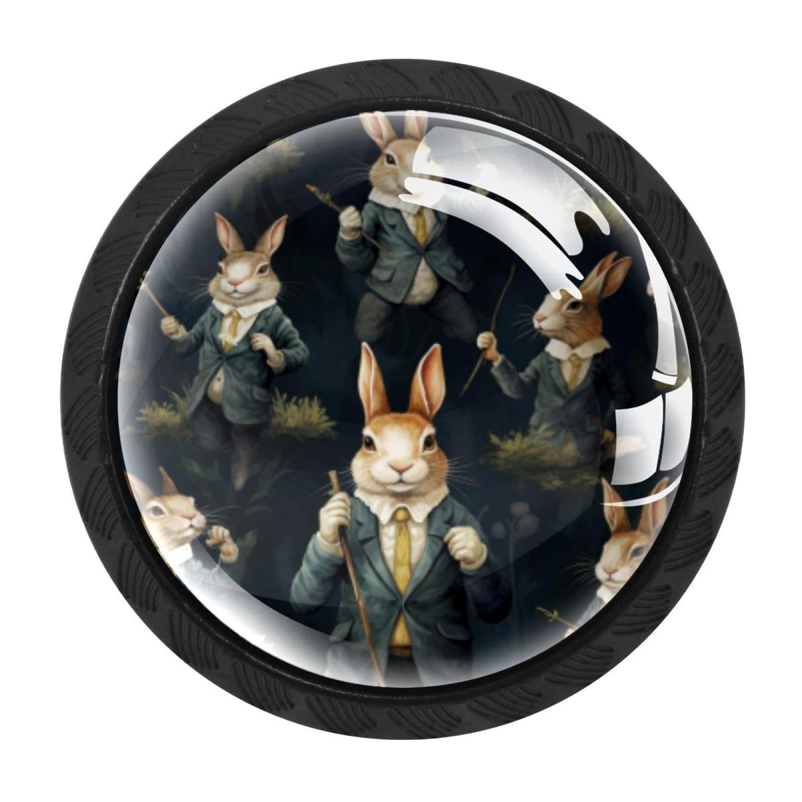 CHENZZZZ 4 pcs Rabbit Bunny Cabinet Knobs Crystal Drawer Pulls for Kitchen, Bathroom Cabinet, Dresser and Cupboard