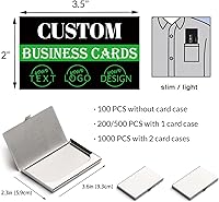 Vista 3 de 100 tarjetas de visita personalizadas de impresión de doble cara, personaliza con tu logotipo, tarjetas personalizadas de 3.5 x 2 pulgadas