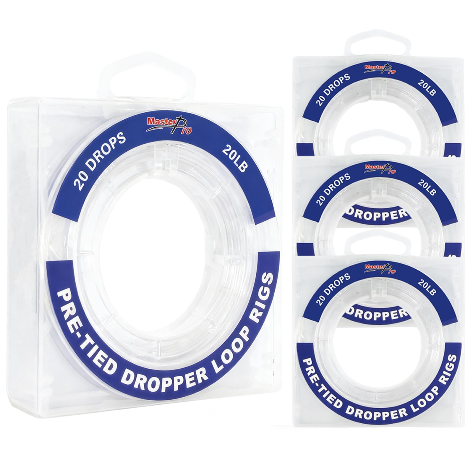 MASTERPRO Pre-Tied Dropper Loop Rigs, Fishing Line Spool 10LB 15LB 20LB 30LB 40LB 50LB 60LB 80LB 100LB, Suitable for Saltwater Freshwater Fishing