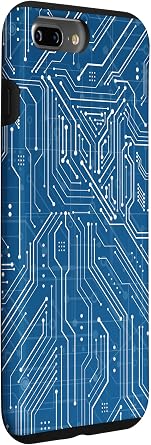 iPhone 7 Plus/8 Plus Motherboard Microchip Circuit IT Computer Background Blue Case