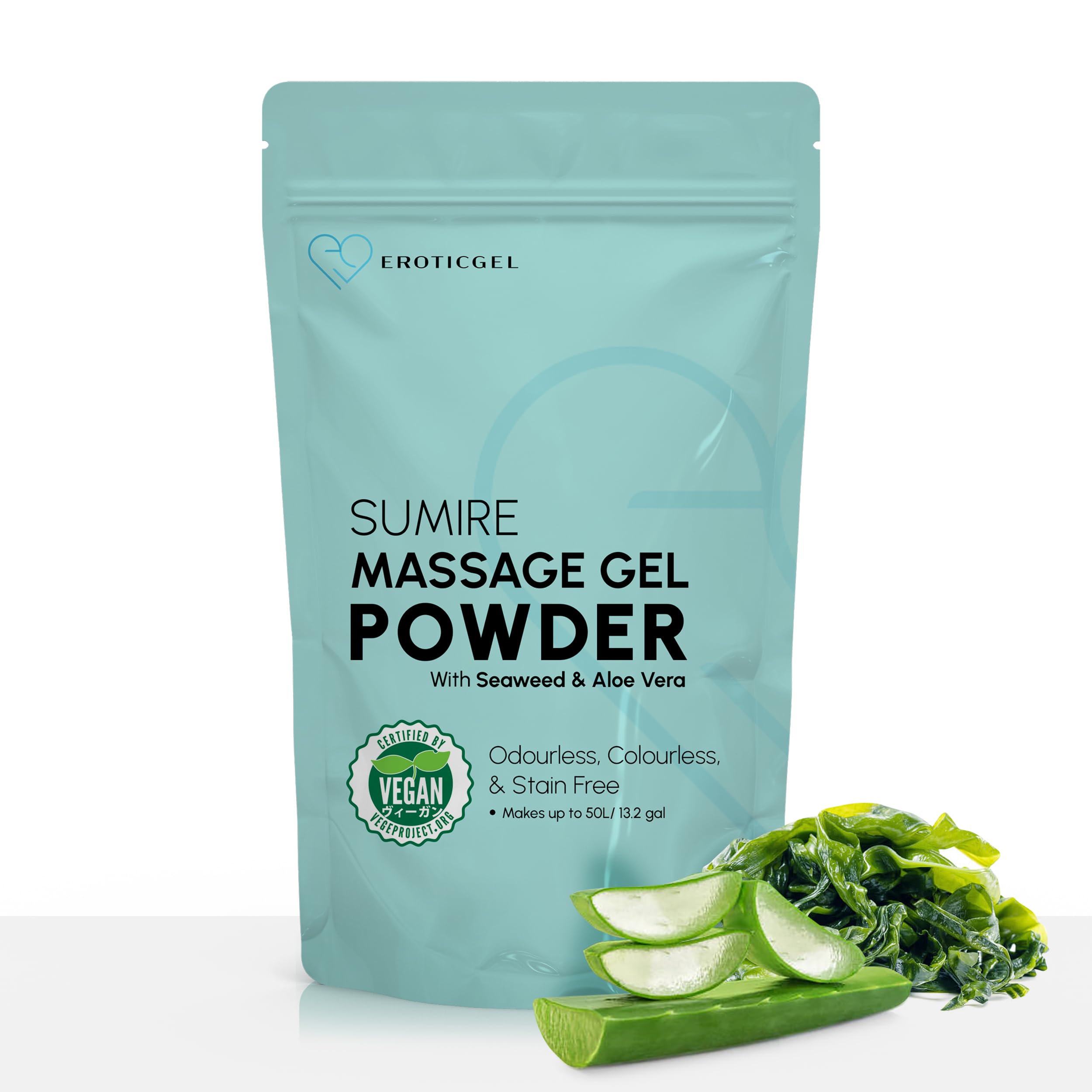 Polvere Gel da Massaggio Nuru Edizione Sumire 500g, Alga Nori e Aloe Vera, Uso Professionale, Stile Giapponese, Vegano, Senza Profumo, Base Acqua, Resa fino a 50 Litri