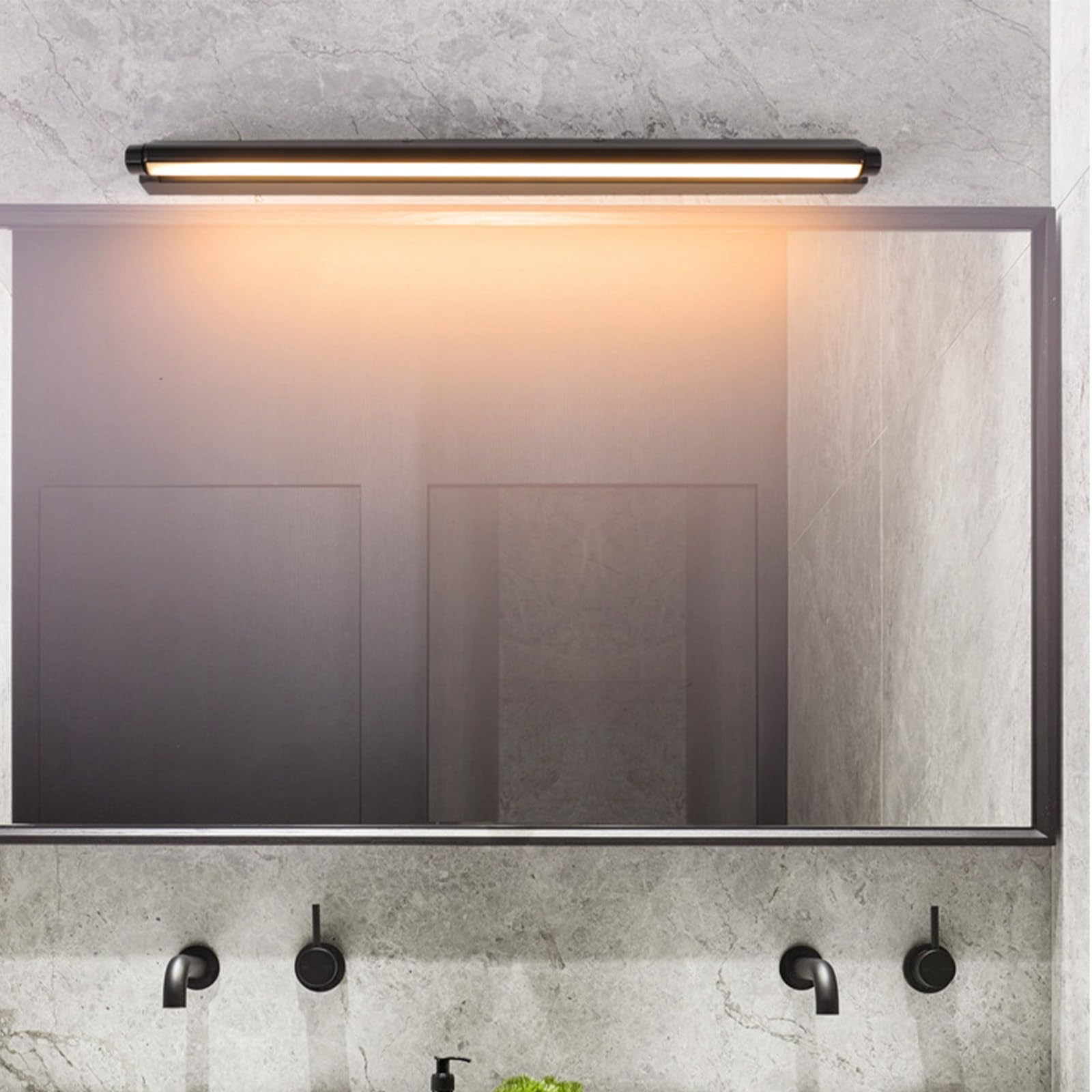 LED Spiegelleuchte Bad Wandleuchten Modern Minimalistisch Wandbeleuchtung Bildbeleuchtung Make-up Wandleuchte für Badschrank Spiegelschrank Schminktisch Wohnzimmer (Schwarzes Warmes Licht,60cm)