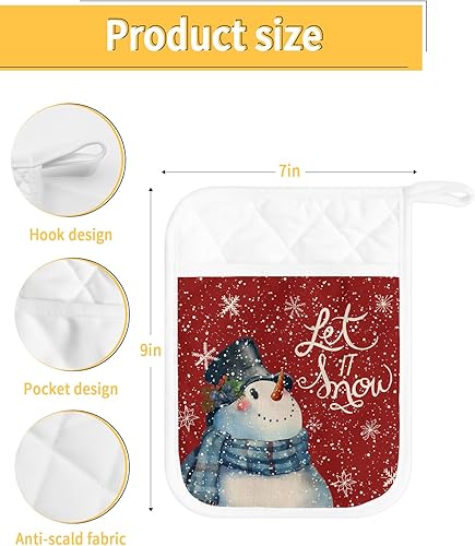 Miniatura 3 de Christmas 5Pcs Pot Holders for Kitchen, Non Slip & Heat Insulation Terry Cloth Potholder Set with Pocket, Thick Hot Pad Oven Mitts Trivet Coaster