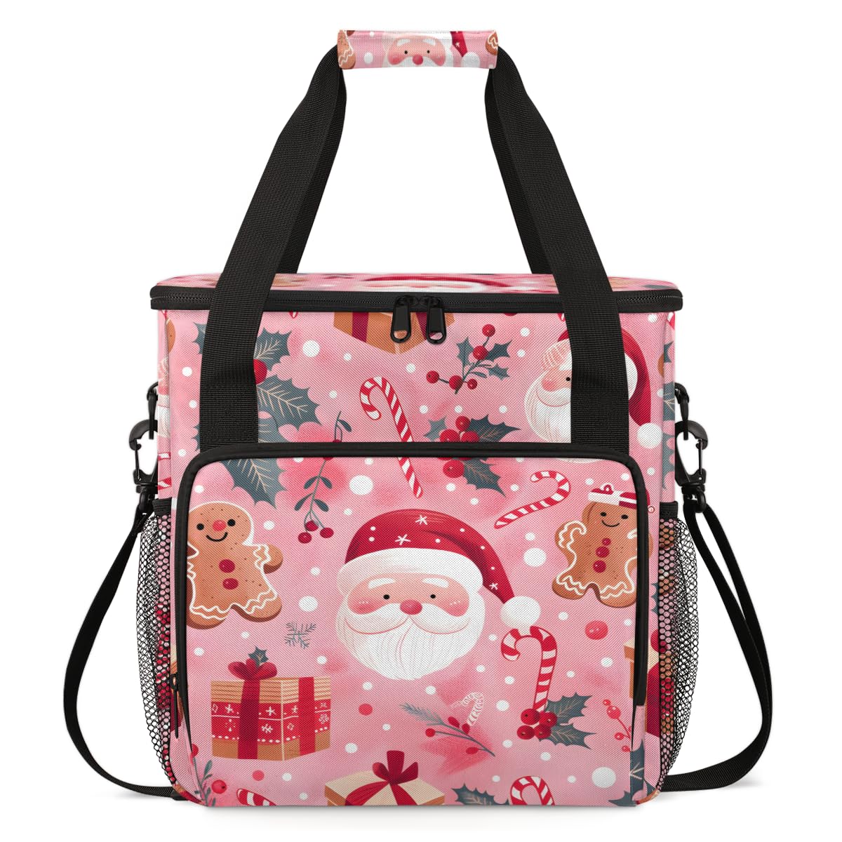 Colorful Santa Claus Coffee Maker Carrying Bag, Portable Travel Storage Tote Bag Compatible with K-Mini or K-Mini Plus, Single Serve Coffee Brewer Carrying Case with Multiple Pockets & Shoulder Strap