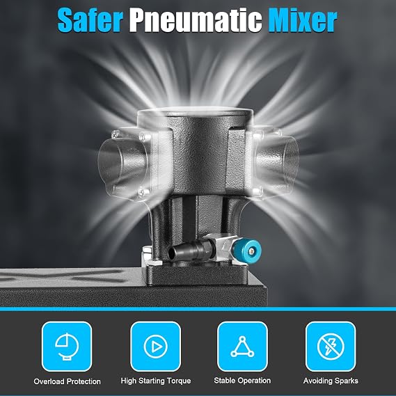 5 Gallon Pneumatic Automatic Paint Mixer 1/2HP Stainless Steel Clip Paint Air Agitator, Pneumatic Bracket Mixer, Paint Stirring Machine Bracket Air Agitator Paint Mix Tool