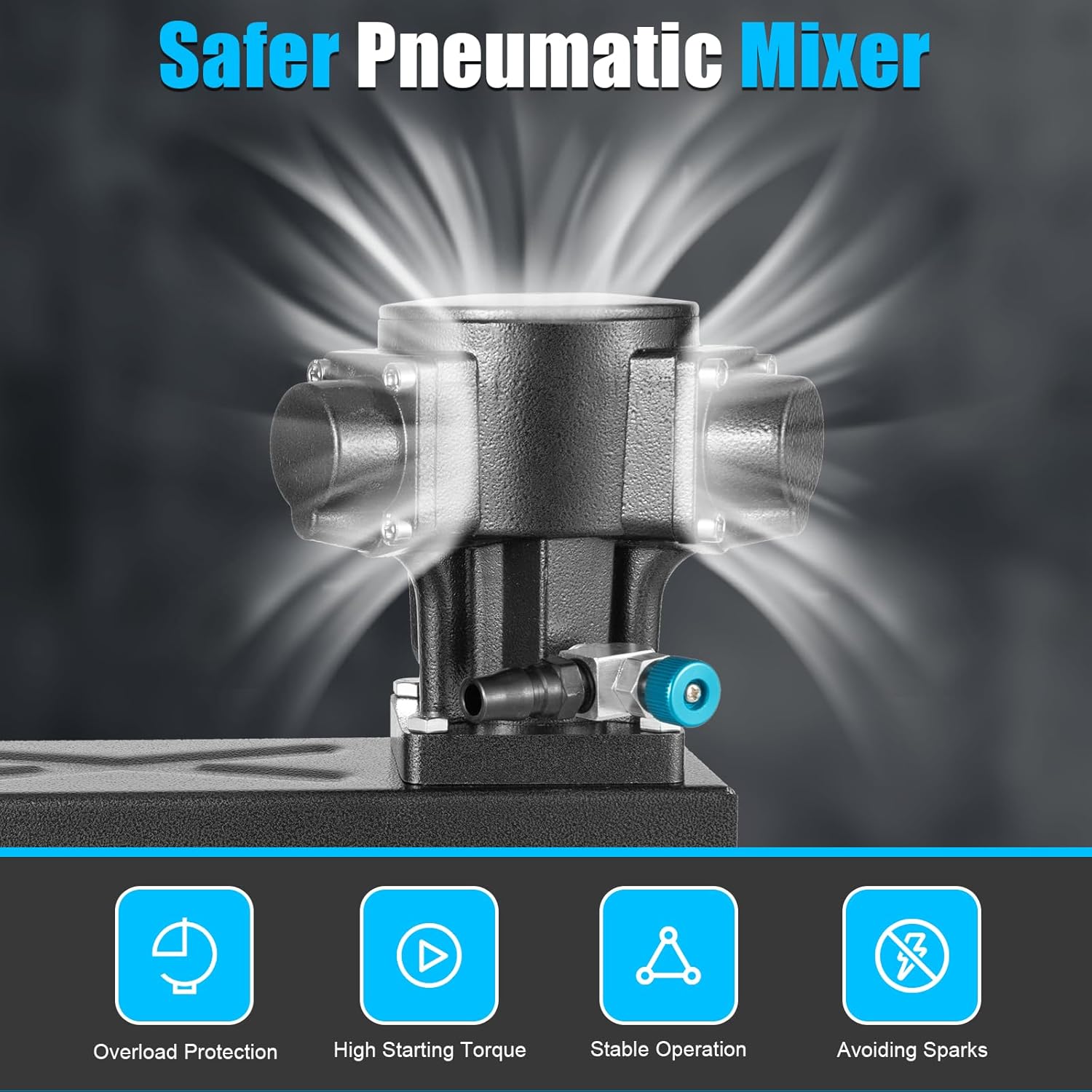 PERFERATE Pneumatic Paint Mixer Machine 5 Gal Automatic Paint Stirring Machine with Height Adjustable Stand 1/4HP Air Agitator Ink Coating Mixing Tool for Viscous Liquid Ink Dye