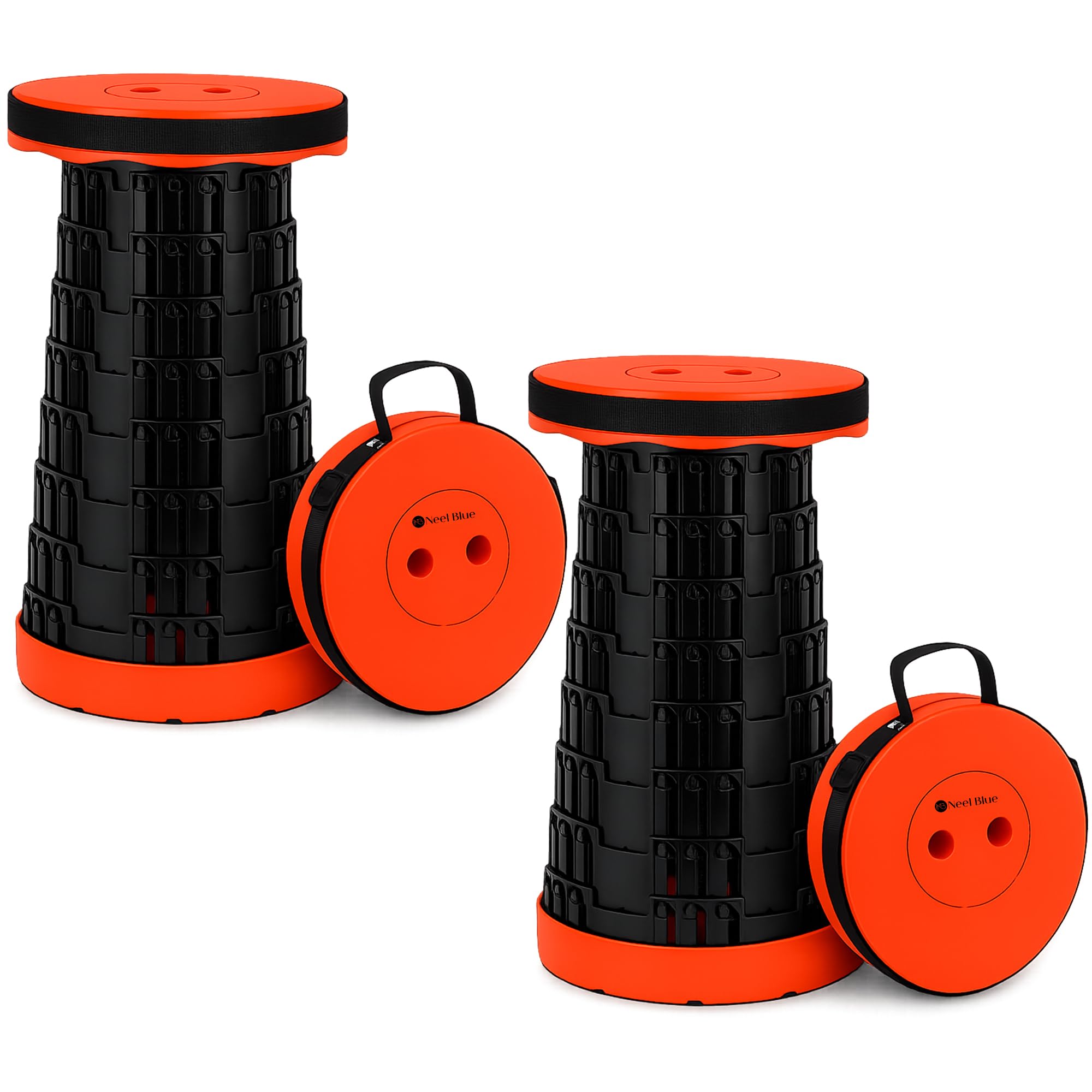 Trimming Shop Telescopic Folding Stool Portable Seat 440lbs, Orange, 2pcs โ image 1