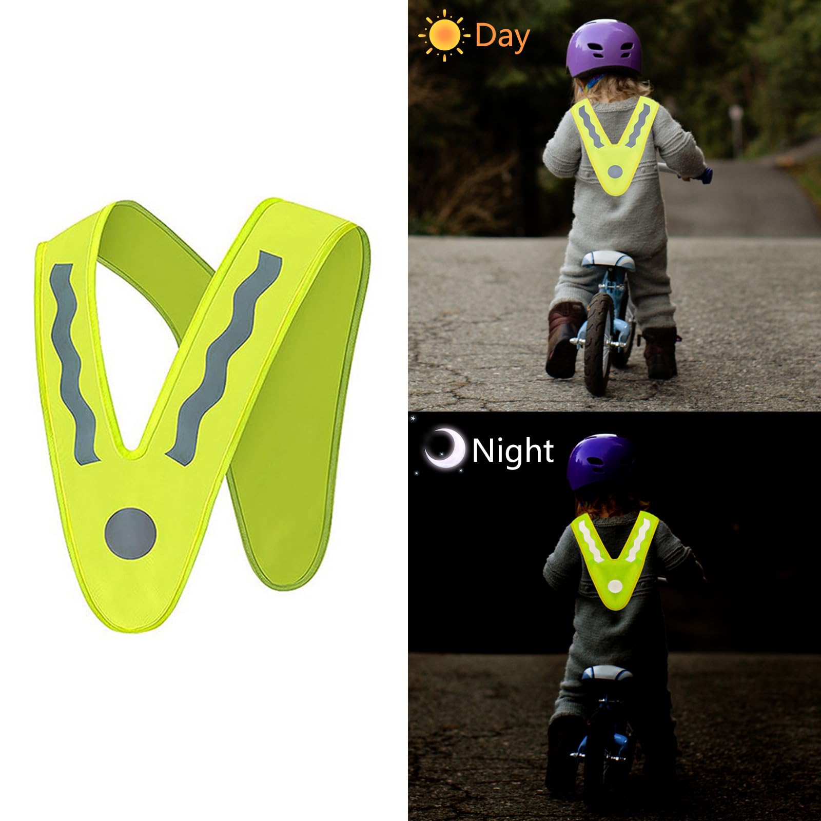 Reflektierende Weste für Kinder, hohe Sichtbarkeit, verstellbare reflektierende Gurtbänder für Radfahren, Laufen, Skifahren