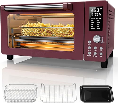 Nuwave Bravo Pro - Combo de horno tostador y freidora de aire de convección, 2025 nuevo y mejorado, 10 en 1, controles de temperatura de 50 a 450