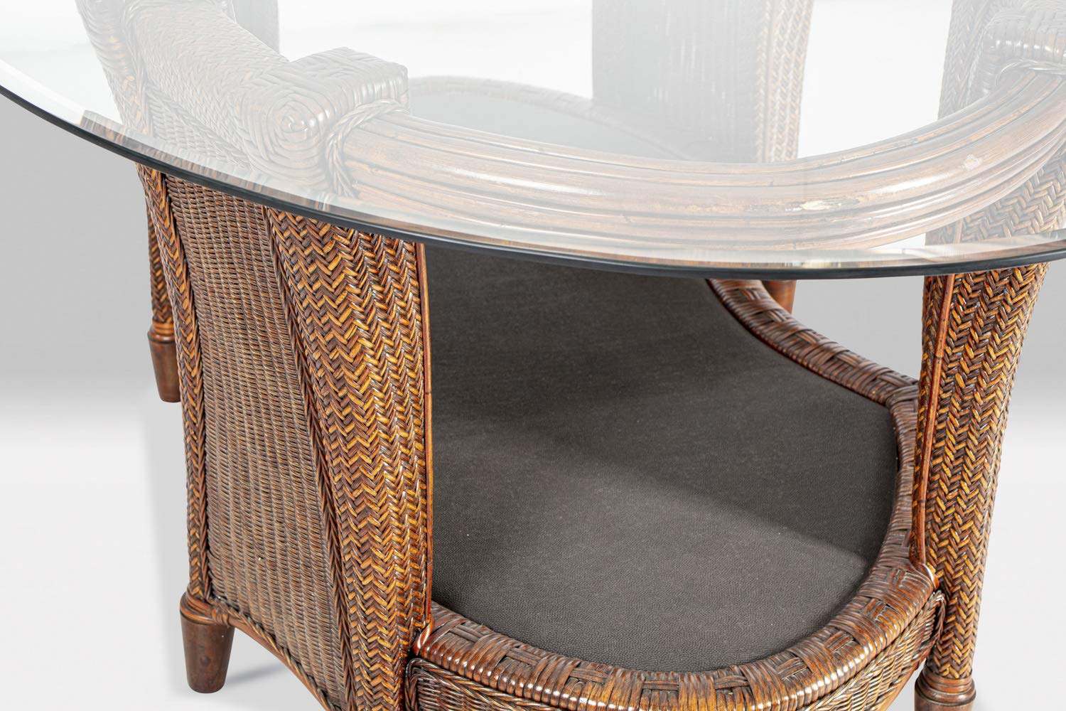 Tavolo di design in rattan ovale – Scrivania con piano in vetro – Tavolo da ufficio – Chef tavolo – California