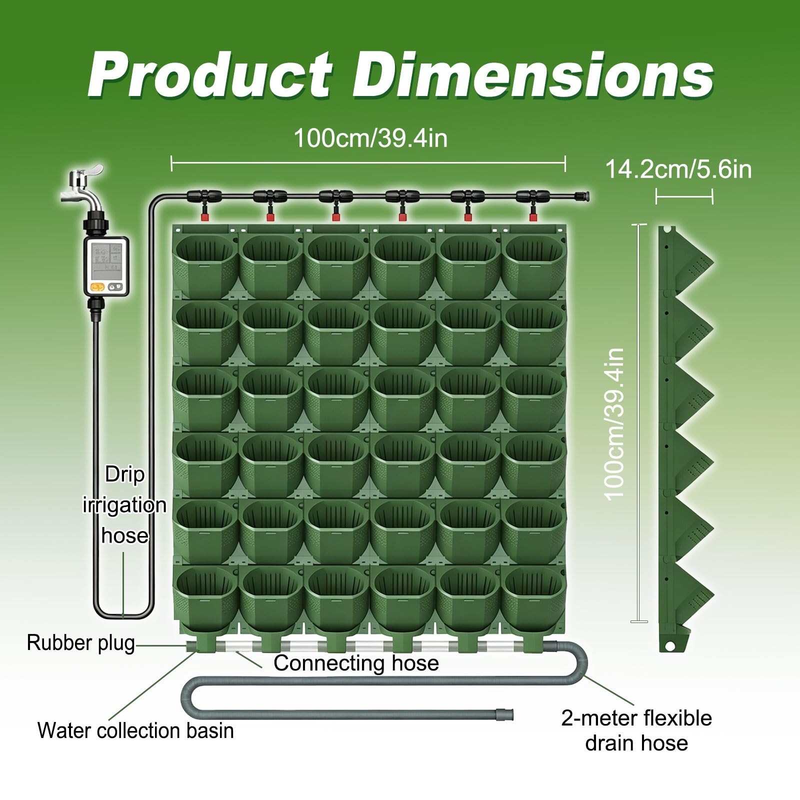 Huerto Vertical Modular con Riego Automático | Torre De Cultivo Con Estructura De Goteo Para Plantar Hierbas Aromáticas Verduras Y Flores En Balcón Terraza(Black)