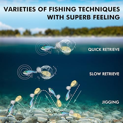 Miniatura 40 de TRUSCEND Cebos giratorios de pesca para agua dulce y salada, señuelos de pesca de cola de gallo para trucha, lucioperca, lucio, salmón, cebo de hoja