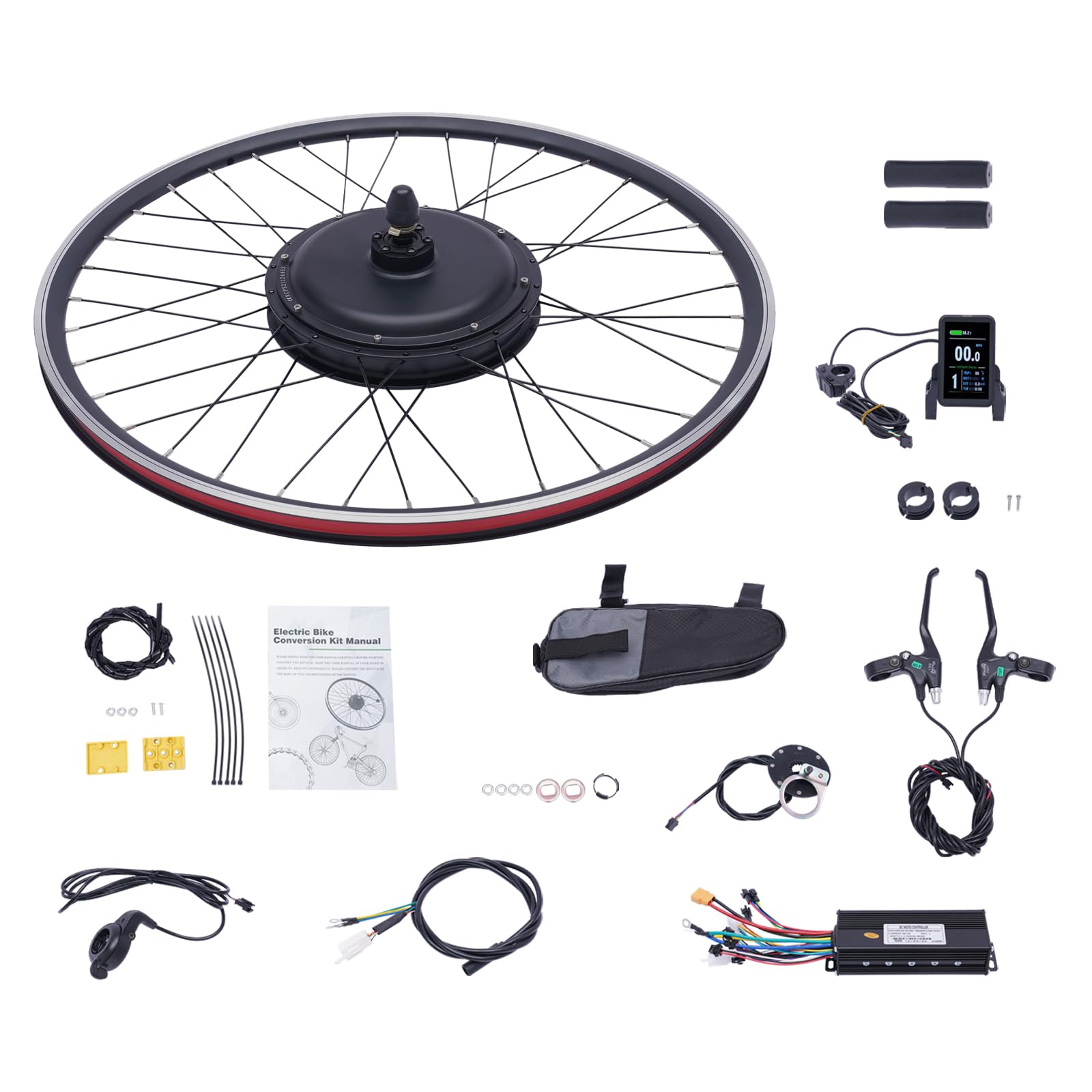 Electric Bicycle Motor Kit Front/Rear Wheel Bike Modification Kit E-Bike Front/Rear Wheel Conversion Kit with Display for Assembling and Modifying The Rear/Front Wheels