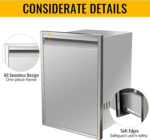 Miniatura 6 de Bandeja extraíble doble integrada para cocina al aire libre, cajón de basura de acero inoxidable, dos cubos de basura para estación de parrilla de