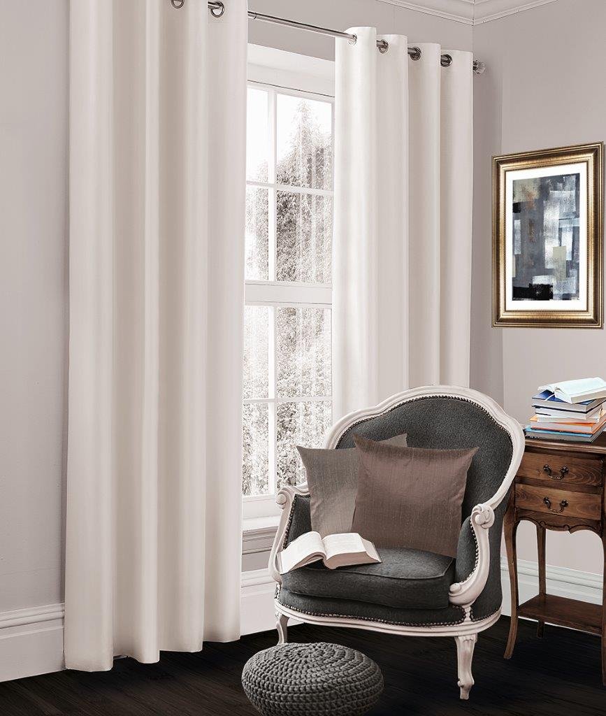 Blackout Pair of Curtains for Living Room Bedroom Window Ring Eyelet (White, Curtains - 66 x 90 Inches) โ image 1