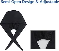 Vista 6 de QBA Gorra de trabajo ajustable con botón, gorro de trabajo de algodón, banda elástica para atar en la espalda, para mujeres y hombres, talla única