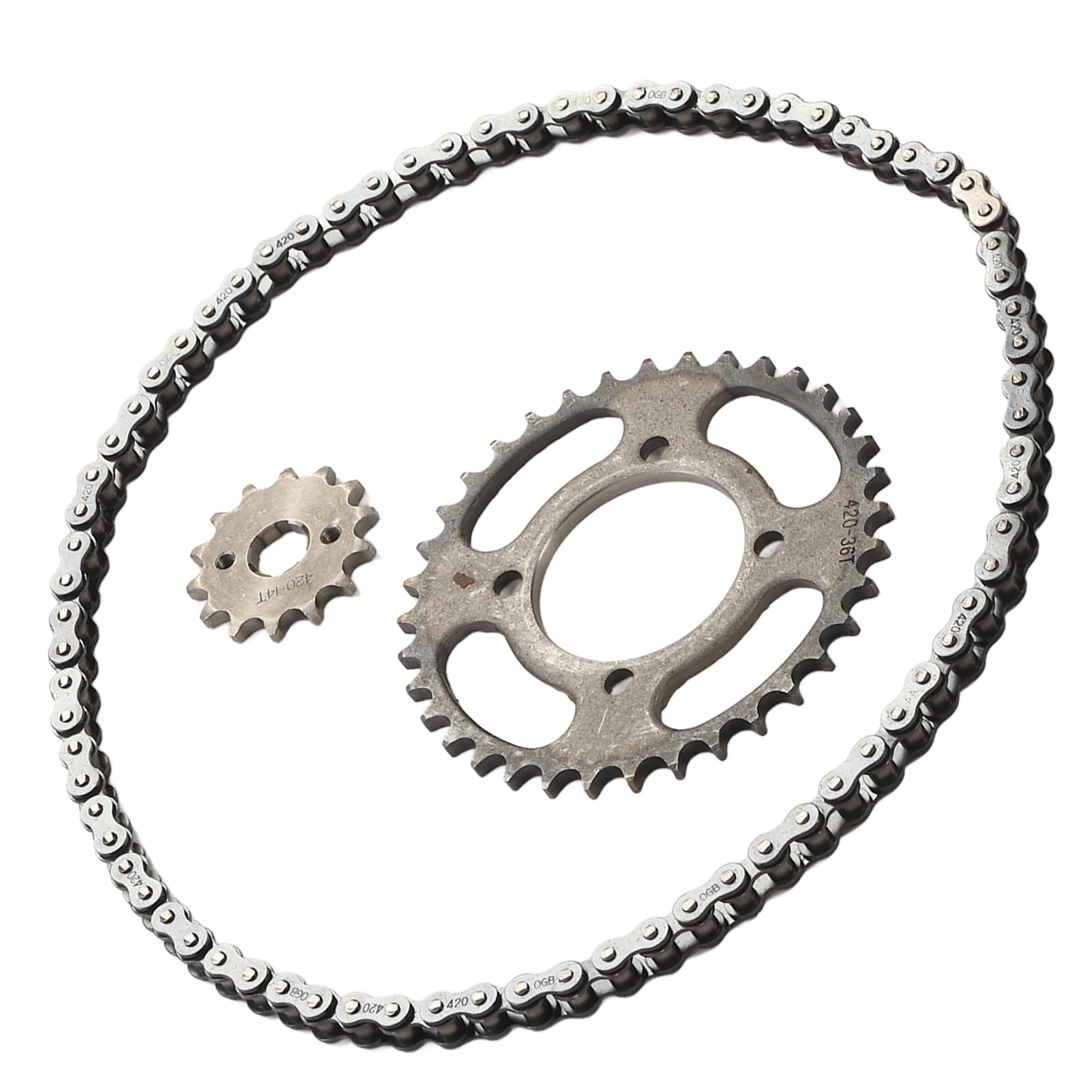 420 14T 36T Sostituzione Catena Dentata Anteriore 76 Maglie Catena in Acciaio Lega di Alluminio Set Ingranaggi per Scooter Elettrici ATV Motociclette Varie Potenze Garantire