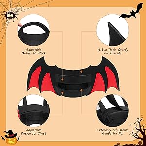 Byhoo Halloween Cat Bat Wings Costume-Sturdy Shape Without Collapsing, Essential for Halloween, Fits KittenAdult Cat & Small Dog