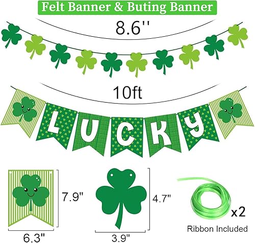 Miniatura 4 de DAZONGE Kit de decoración del día de San Patricio, remolinos colgantes, pancarta, guirnaldas de trébol para decoración del día de San Patricio,