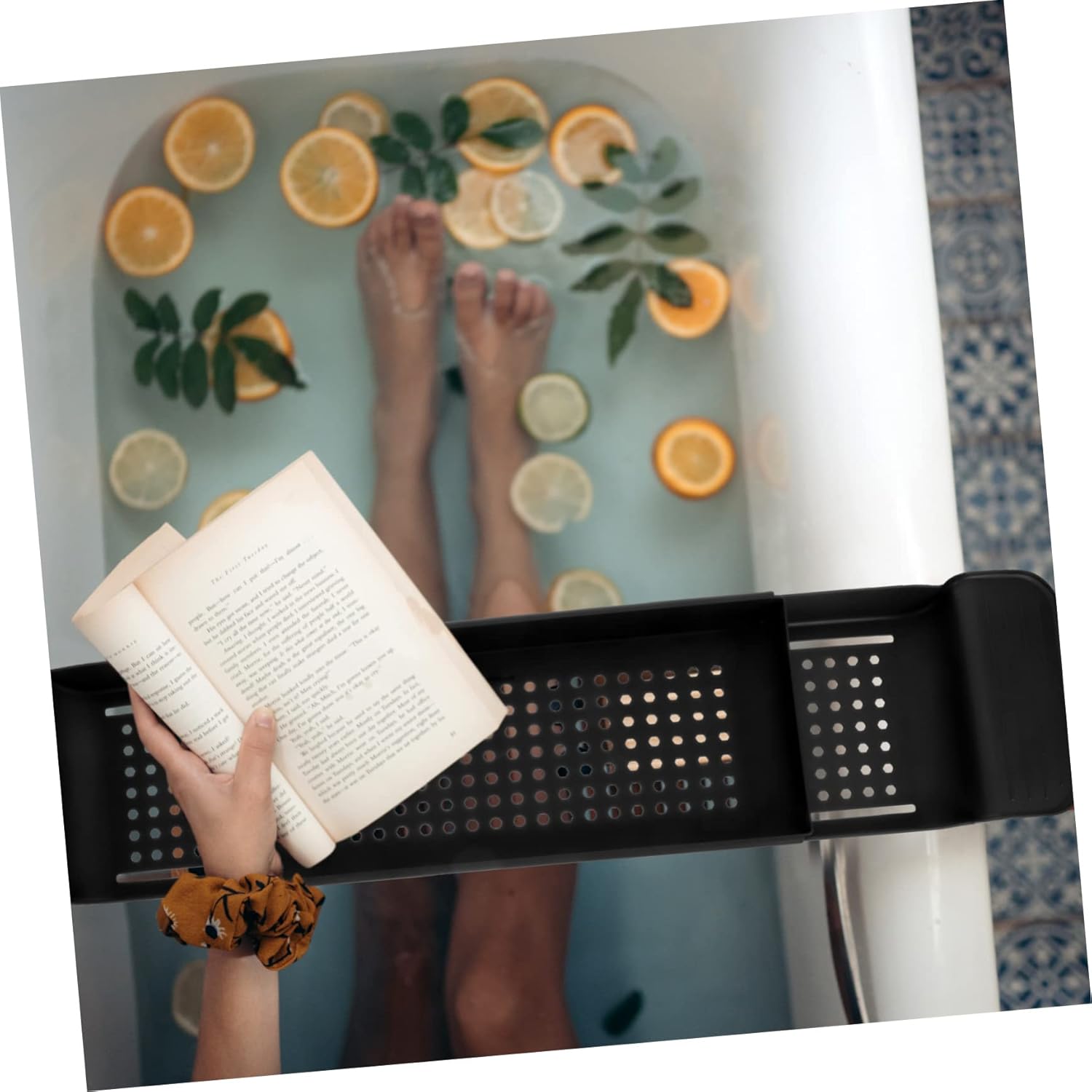 LIFKOME Telescopic Bathtub Serving Tray Bathtub Food Stand Plastic Storage Rack for Compatible with Standard