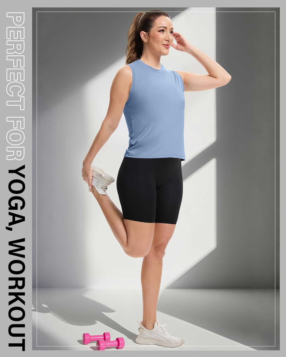 2 Pcs Workout Tank Tops for Women Sleeveless Flowy Athletic Crop Tops Breathable Running Yoga Shirts - Image 6