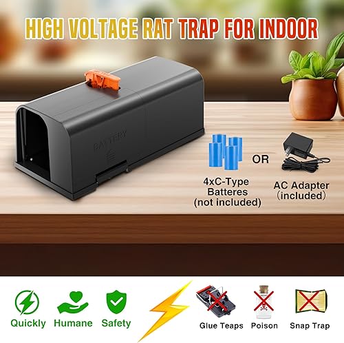 Miniatura 3 de Trampa electrónica para ratones, trampas para ratas en interiores para el hogar, trampa eléctrica para ratones con potente voltaje, eficaz para