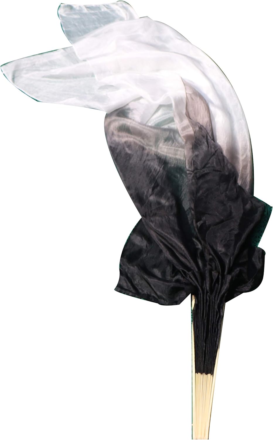 Winged Sirenny 43"(110 cm) Youth Worship Praise Fan Flag Streamers, Belly Dance Silk Fan Veil, Set of 2