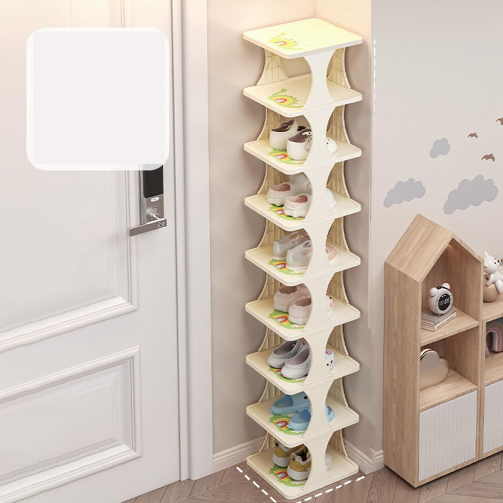 新品　通常タイプ　シューズボックス　下駄箱　玄関　おしゃれ　かわいい　可愛い Amazon｜シューズラック 子供用 スリム 下駄箱 可愛い キッズ用