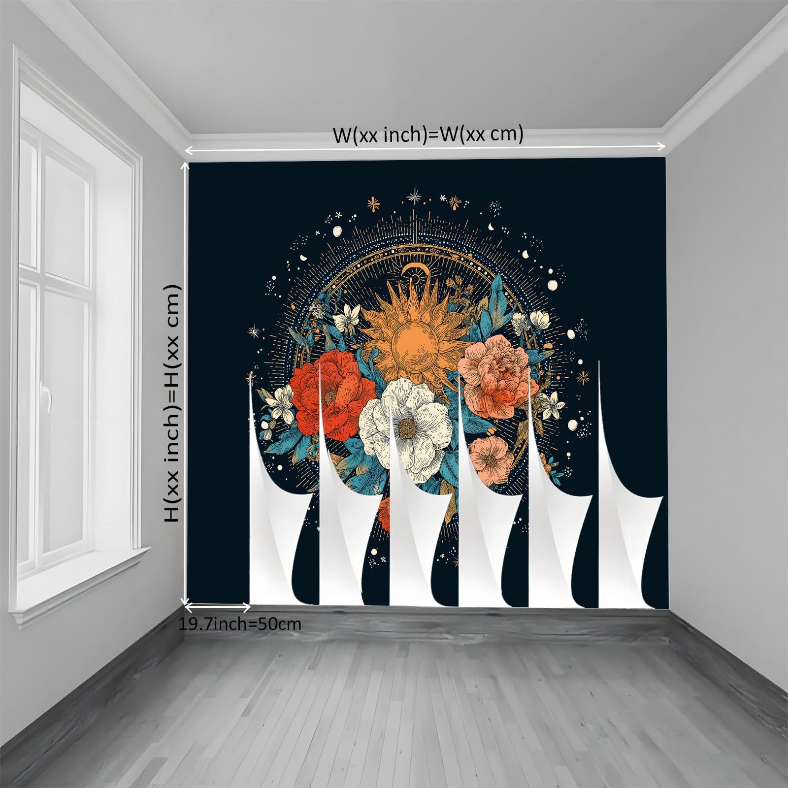 WTD - Carta da parati fotografica 400 x 280 cm (larghezza x altezza) corpo celeste arte sole fiori stelle effetto 3D di alta qualità XXL moderna decorazione da parete in tessuto non tessuto, per