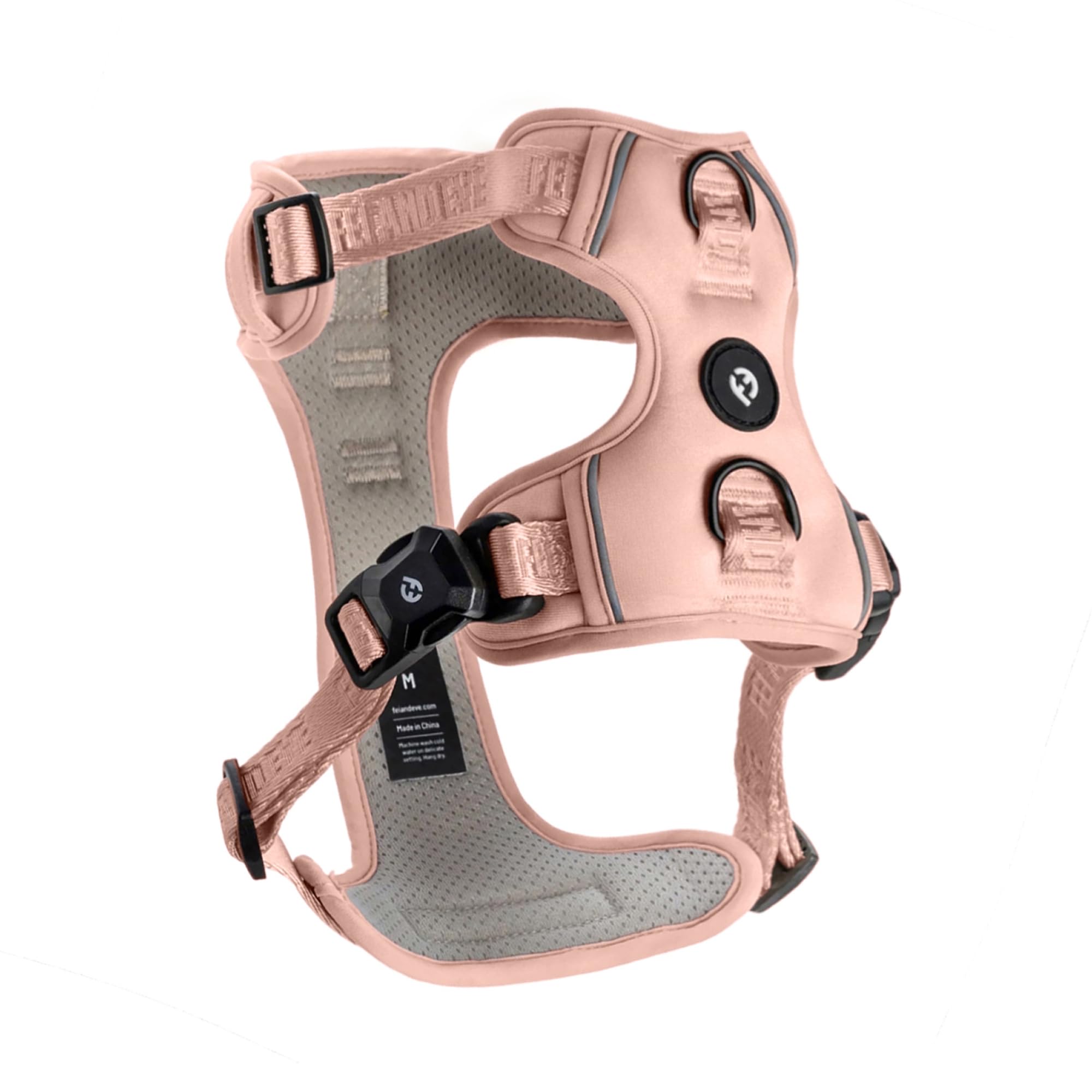 Fei & Eve Cloud Pettorina per cani di taglia media e grande | Peluche & Airy Comfort, fibbia magnetica Magease, controllo no-pull a 3 punti, riflettente, grande, blush