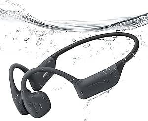Full-Coverage Liquid Silicone Swimming Headphones, IP68 Waterproof Underwater Headphones, Bluetooth 6.0&MP3 with 32GB Memory Card, Soft/Skin-Comfortable Open Ear Bone Conduction Swim Earbuds(Black) asin的图片