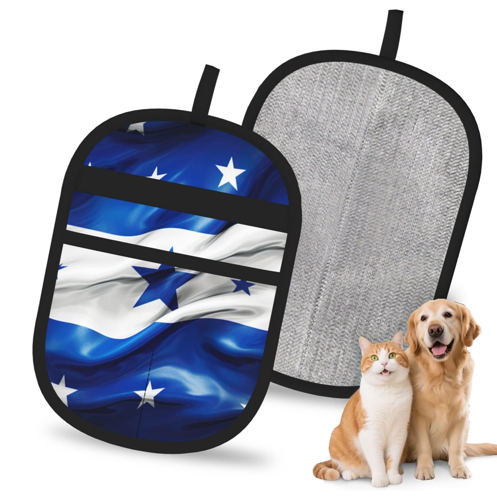 Honduras Flag Print Pet Hair Remover Gloves Grooming Cleaning Accessory Reusable Deshedding Tool
