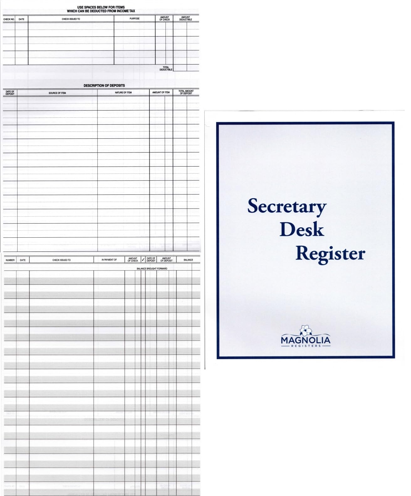 Confezione da 5 registratori di controllo premium per assegni da scrivania, registratore da segretario, dimensioni: 6 3/8 x 8 1/4