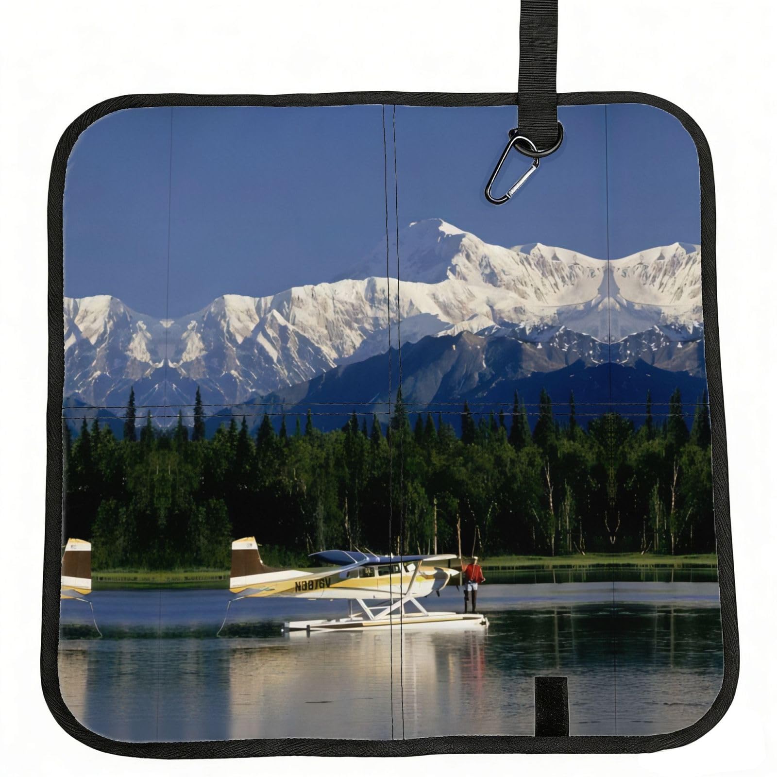 WZYCWB Airplane on Lake Foldable Seating Cushion with Carabiner - Stadium Mat for Camping, Hiking and Outdoor Activities