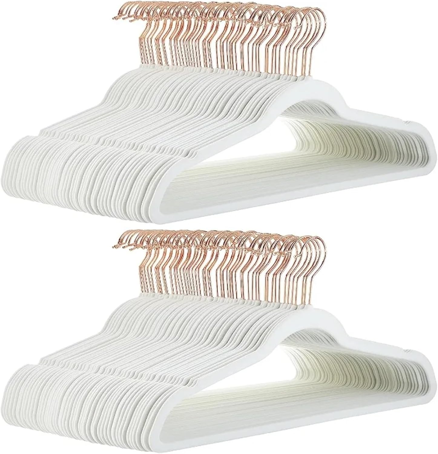Slim Velvet Non-Slip Suit Clothes Hangers Pack of 100(Ivory Rose Gold)