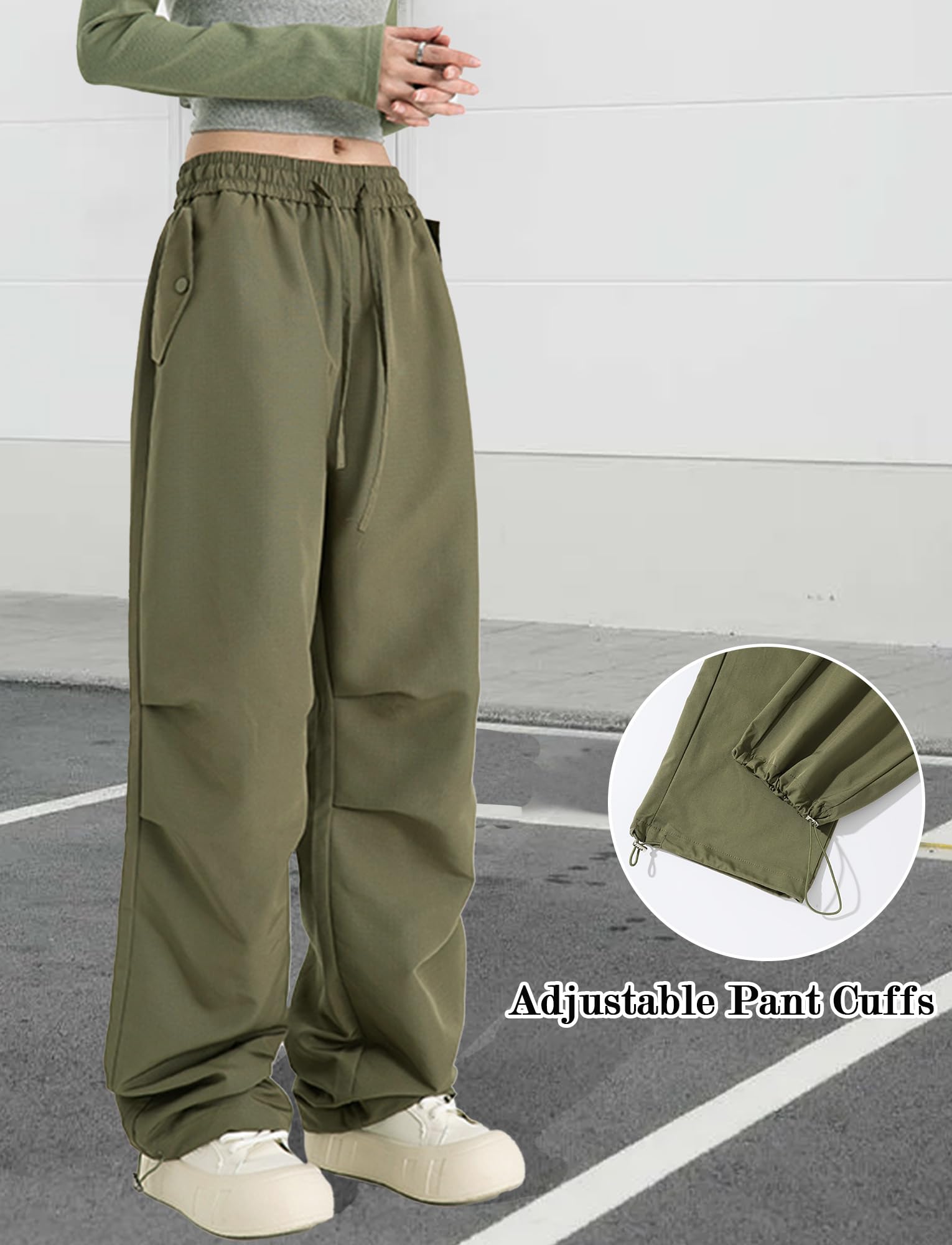 FEOYA Pantaloni cargo da donna, impermeabili, leggeri, per camminare, escursionismo, convertibili, larghi, Y2K, per attività all'aperto, streetwear, safari