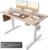 Cubiker Electric Standing Desk Height Adjustable For Gaming and Computer, 120 x 60cm Sit Stand Electric Home Office Desk with Memory Smart Pannel, 4 Pieces Splice Board, Oak