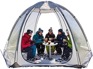 4-6 Person Clear Bubble Tent for Ice Fishing - Windproof Warm Winter, Double-Door Outdoor for Backyard Sunbathing