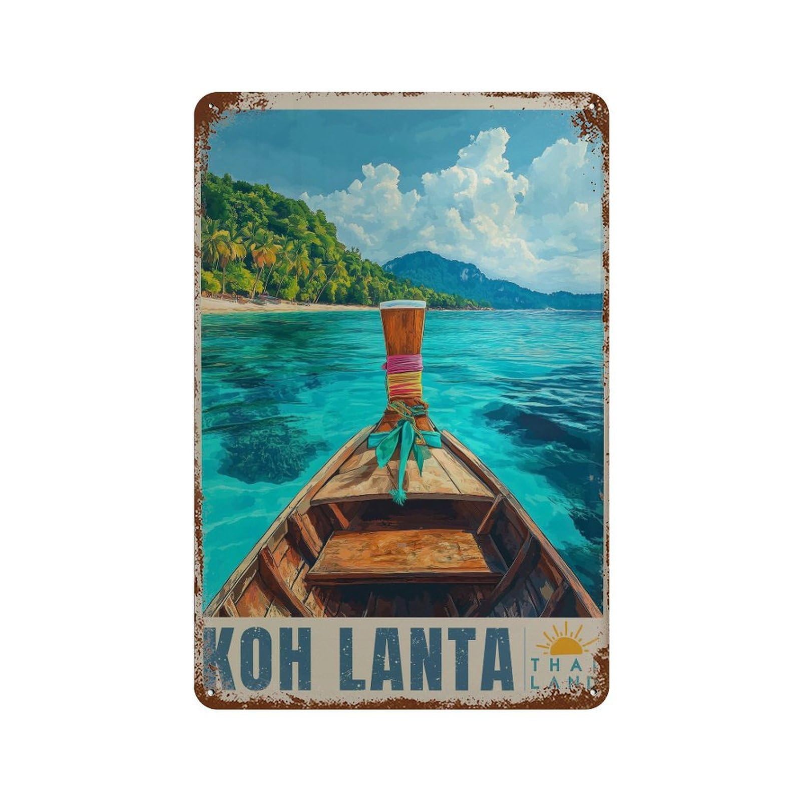 xiaoxiaoshen Travel Koh Lanta Island Wall Decor Art Metal Tin Poster Modern Home Decor Art Home Bar Shop Decorations Vintage Sign 30x20cm