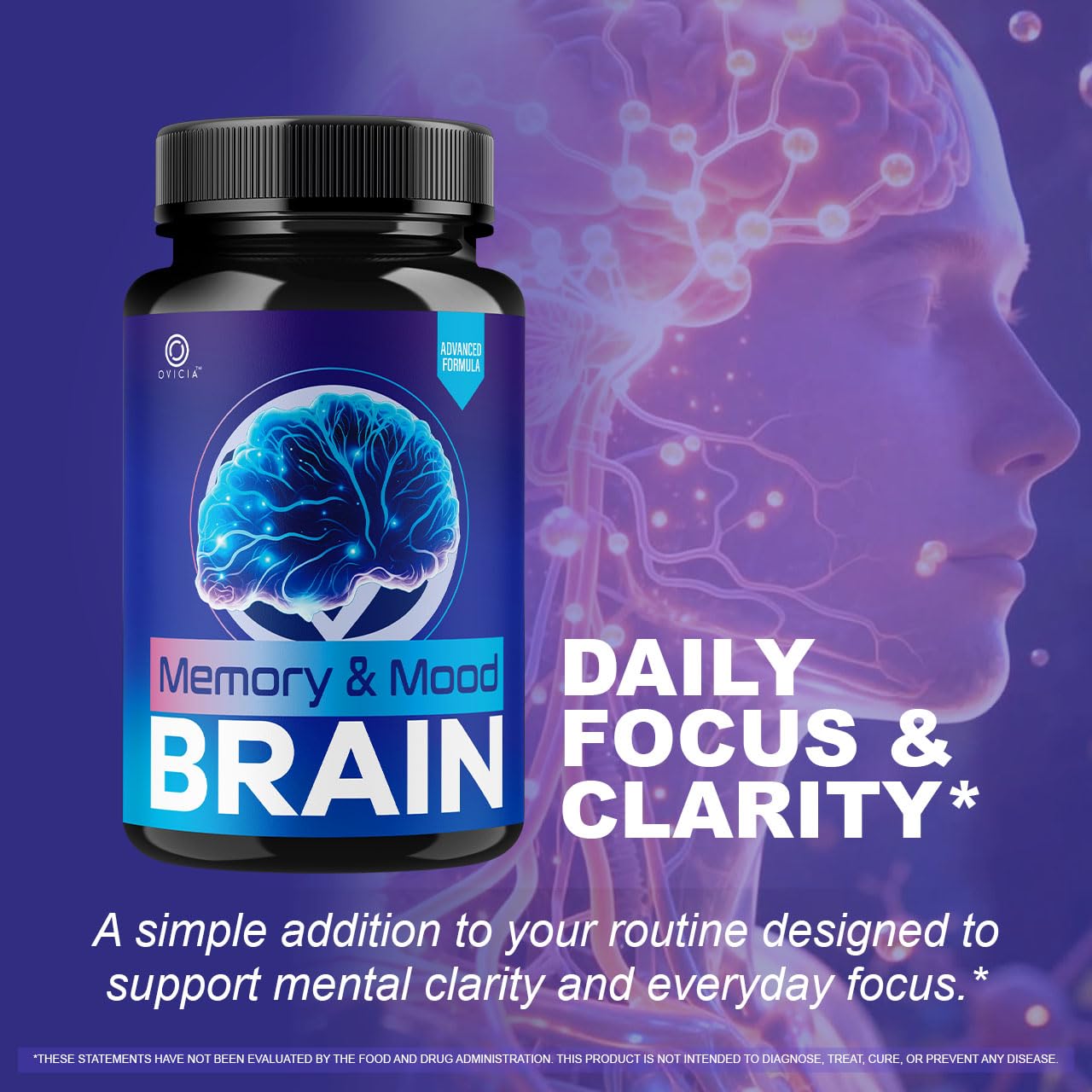 (3 Pack) Memory and Mood Brain Capsules - Official MemoryandMoodBrain Pills Advanced Premium Formula Support, All Natural Ingredients Vitamins for Overall Health & Wellness, 180 Capsules for 3 Months — Amazon image 2