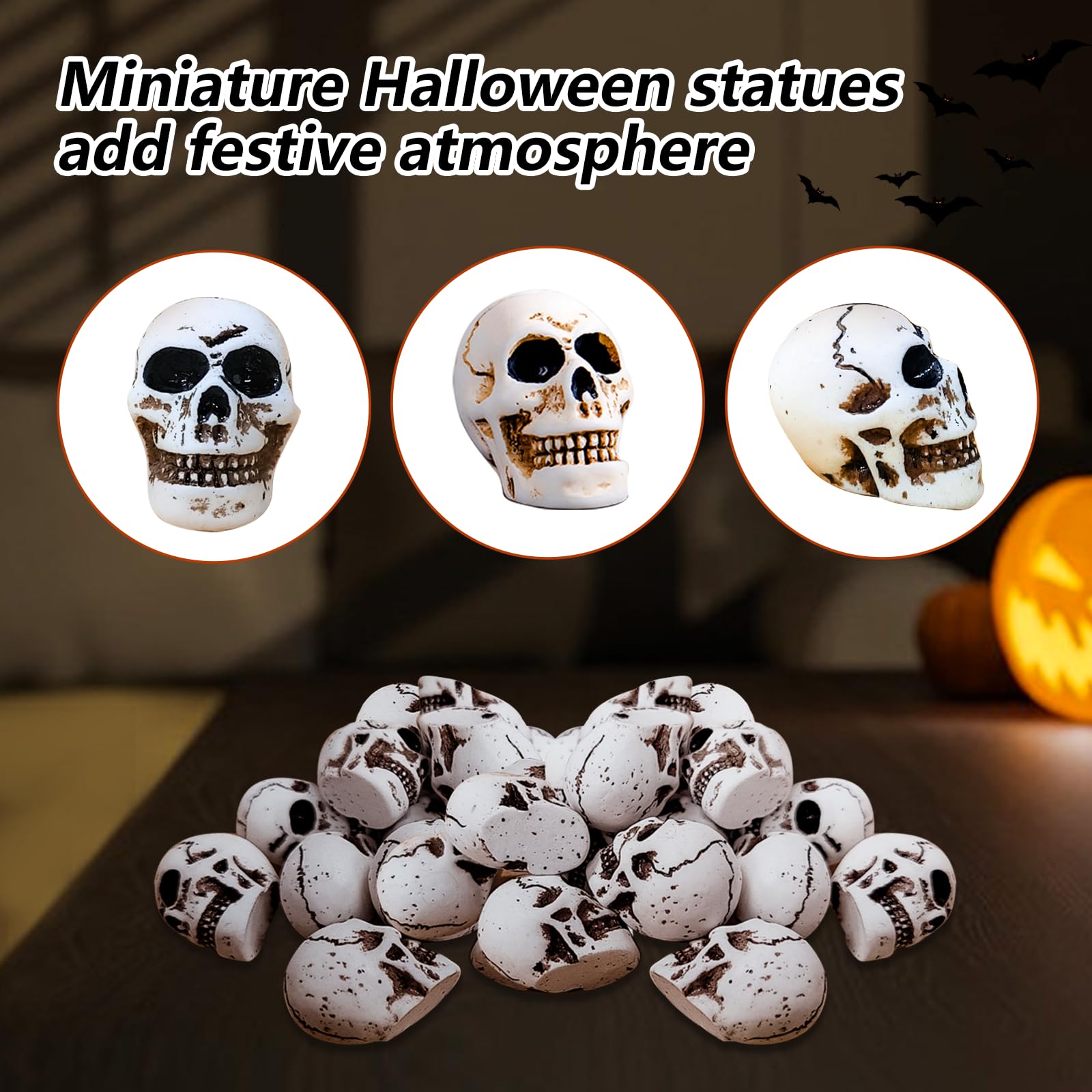 JIEBAO 20er Set Mini Totenkopf aus Harz - Dekoration für Halloween und Horror Party