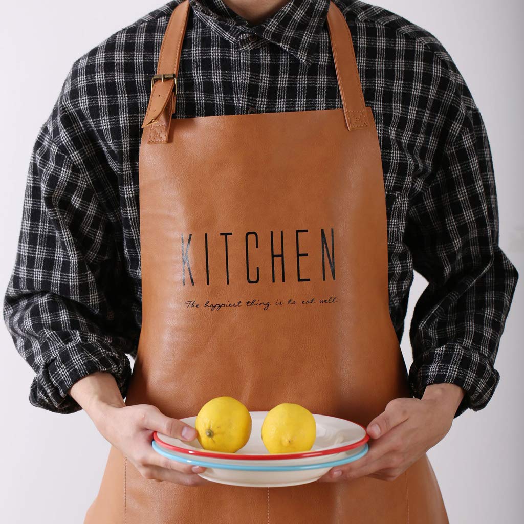Chefs Apron Pockets Cooking Aprons Kitchen Apron Modern Minimalist Leather  Waterproof And Oil-proof Apron Household Kitchen Apron Leather Stylish Text
